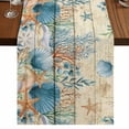 thumbnail image 1 of Table Runners 70 Inches Long Dress Scarves, Vintage Beige Coastal Farmhouse Coffee/Dining/Kitchen Table Decor, Holiday Table Runner, Summer Beach Starfish Shell Coral Nautical 13x70 Inch, 1 of 9