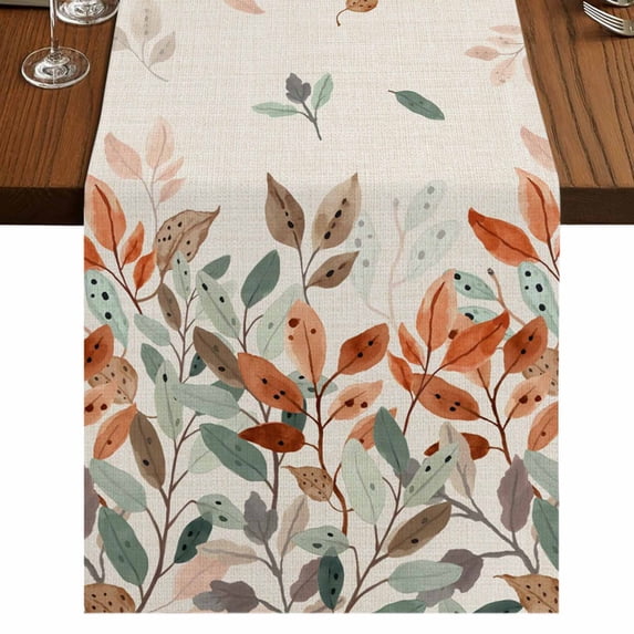 Table Runners 70 Inches Long Dress Scarves, Vintage Leaves Farmhouse Coffee/Dining/Kitchen Table Decor, Holiday Table Runner, Summer Botanical Pastoral Watercolor Rustic 13x70 Inch