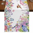 thumbnail image 1 of Table Runners 70 Inches Long Dress Scarves, Watercolor Flowers Farmhouse Coffee/Dining/Kitchen Table Decor, Holiday Table Runner, Spring Hummingbird Butterflly Floral 13x70 Inch, 1 of 9