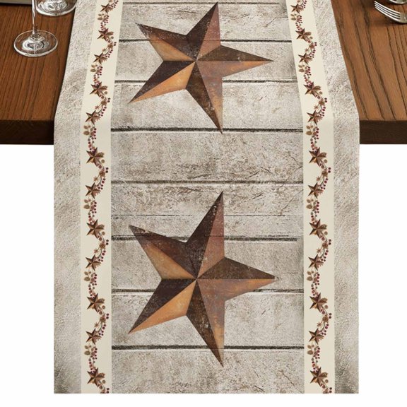Table Runners 70 Inches Long Dress Scarves, Western Texas Star Retro Farmhouse Coffee/Dining/Kitchen Table Decor, Holiday Table Runner, Country Farmhouse Gray Wood Grain 13x70 Inch