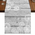 thumbnail image 1 of Table Runners 70 Inches Long Dress Scarves, White Dandelion Farmhouse Coffee/Dining/Kitchen Table Decor, Holiday Table Runner, Spring Flowers Plants Vintage Gray Wood 13x70 Inch, 1 of 9
