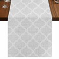 thumbnail image 1 of Table Runners 70 Inches Long Dress Scarves, White Moroccan Farmhouse Coffee/Dining/Kitchen Table Decor, Holiday Table Runner, Boho Morocco Geometric Quatrefoil Grid 13x70 Inch, 1 of 9