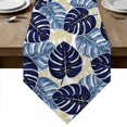thumbnail image 1 of Table Runners 72 Inches Long, Blue Palm Leaves Cotton Linen Kitchen Dining Coffee Table Runner for Party Home Decor, Farmhouse Summer Beige Tropical Plants Tabletop Dresser Scarves 14x72 Inch, 1 of 9