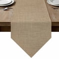 thumbnail image 1 of Table Runners 72 Inches Long, Brown Farmhouse Cotton Linen Kitchen Dining Coffee Table Runner for Party Home Decor, Vintage Country Monochrome Textured Tabletop Dresser Scarves Runner 16x72 Inch, 1 of 9