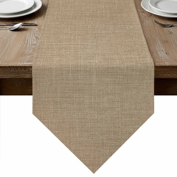 Table Runners 72 Inches Long, Brown Farmhouse Cotton Linen Kitchen Dining Coffee Table Runner for Party Home Decor, Vintage Country Monochrome Textured Tabletop Dresser Scarves Runner 16x72 Inch