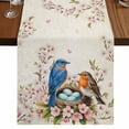 thumbnail image 1 of Table Runners 72 Inches Long Dress Scarves, Birds Floral Farmhouse Kitchen Table Runner, Coffee Tablerunners, Farmhouse Vintage Pink Flower Leaf 16x72 Inch, 1 of 9