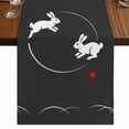 thumbnail image 1 of Table Runners 72 Inches Long Dress Scarves, Black Modern Farmhouse Kitchen/Dining Table Runner, Coffee Tablerunners, Farmhouse Rabbit Abstract Art 18x72 Inch, 1 of 9