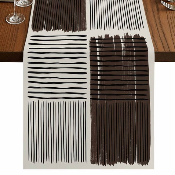 Table Runners 72 Inches Long Dress Scarves, Black Striped Farmhouse Kitchen/Dining Table Runner, Coffee Tablerunners, Farmhouse Stripes Modern Abstract Art 18x72 Inch