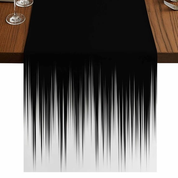 Table Runners 72 Inches Long Dress Scarves, Black White Farmhouse Kitchen/Dining Table Runner, Coffee Tablerunners, Modern Geometric Abstract Gradient Striped 13x72 Inch