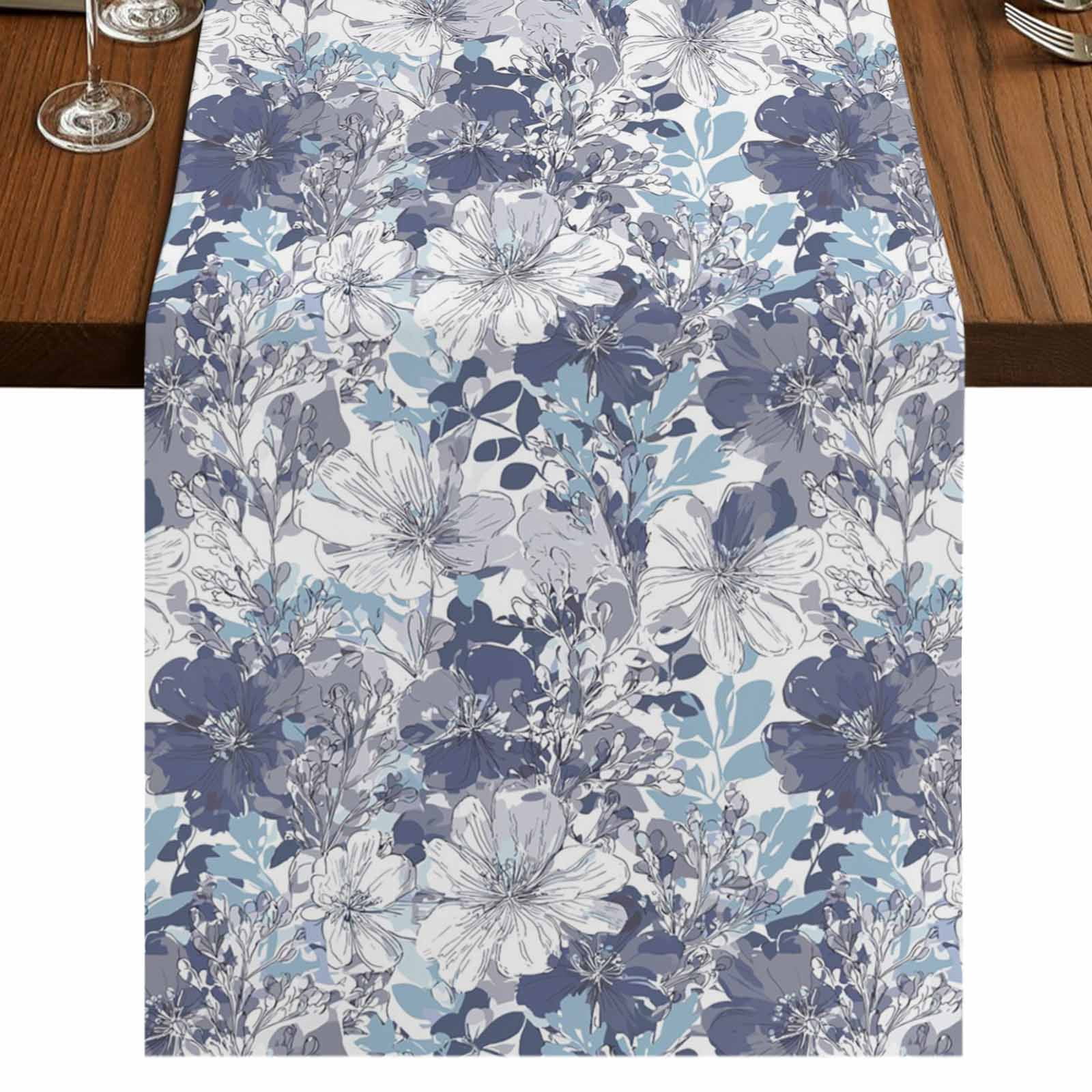 Table Runner Spring Style Table Runners 72 Inches Long Dress Scarves, Blue Floral Farmhouse ...