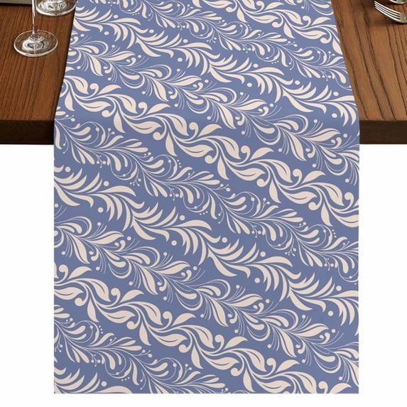 Table Runners 72 Inches Long Dress Scarves, Blue Floral Farmhouse Kitchen/Dining Table Runner, Coffee Tablerunners, Spring Flowers Pattern Plants Simple Vintage 14x72 Inch