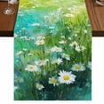 thumbnail image 1 of Table Runners 72 Inches Long Dress Scarves, Blue Green Forests Farmhouse Kitchen/Dining Table Runner, Coffee Tablerunners, Spring Oil Painting Daisy Nature Landscape 16x72 Inch, 1 of 9