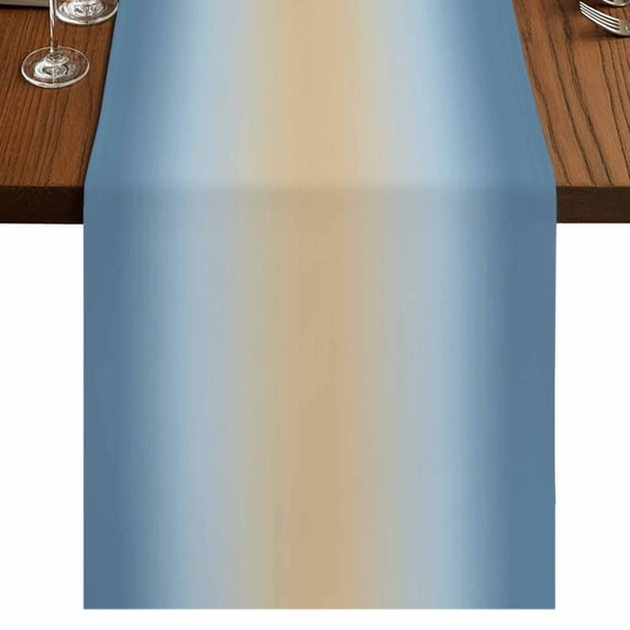 Table Runners 72 Inches Long Dress Scarves, Blue Ombre Farmhouse Kitchen/Dining Table Runner, Coffee Tablerunners, Modern Yellow Gradient Farmhouse Art 14x72 Inch