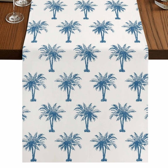 Table Runners 72 Inches Long Dress Scarves, Blue Palm Trees Farmhouse Kitchen/Dining Table Runner, Coffee Tablerunners, Summer Botanical Tropical Plants 18x72 Inch