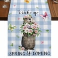 thumbnail image 1 of Table Runners 72 Inches Long Dress Scarves, Blue Plaid Groundhog Farmhouse Kitchen/Dining Table Runner, Coffee Tablerunners, Spring Floral Butterfly Botanical 13x72 Inch, 1 of 9