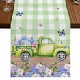thumbnail image 1 of Table Runners 72 Inches Long Dress Scarves, Blue Purple Floral Farmhouse Kitchen Table Runner, Coffee Tablerunners, Spring Hydrangea Flower Truck Green Plaid 14x72 Inch, 1 of 9