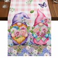 thumbnail image 1 of Table Runners 72 Inches Long Dress Scarves, Blue Purple Gnomes Farmhouse Kitchen Table Runner, Coffee Tablerunners, Spring Hydrangea Flower Leaf Pink Plaid 18x72 Inch, 1 of 9