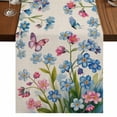 thumbnail image 1 of Table Runners 72 Inches Long Dress Scarves, Blue Spring Floral Farmhouse Kitchen Table Runner, Coffee Tablerunners, Pink Flowers Butterfly Rustic 14x72 Inch, 1 of 9