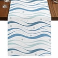 thumbnail image 1 of Table Runners 72 Inches Long Dress Scarves, Blue Stripes Farmhouse Kitchen/Dining Table Runner, Coffee Tablerunners, Modern Gradient Abstract Ocean Waves Lines 16x72 Inch, 1 of 9