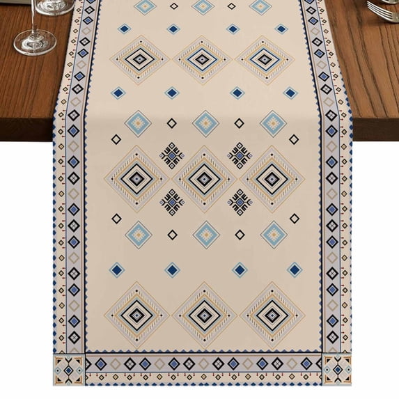 Table Runners 72 Inches Long Dress Scarves, Boho Geometric Farmhouse Kitchen/Dining Table Runner, Coffee Tablerunners, Retro Rustic Chic Ethnic Abstract Patterned 13x72 Inch