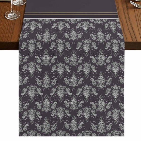 Table Runners 72 Inches Long Dress Scarves, Boho Purple Flower Farmhouse Kitchen/Dining Table Runner, Coffee Tablerunners, Abstract Bohemia Pesley Floral 16x72 Inch