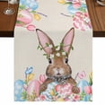 thumbnail image 1 of Table Runners 72 Inches Long Dress Scarves, Bunny Easter Farmhouse Kitchen Table Runner, Coffee Tablerunners, Pink Blue Eggs Tulips Floral Rabbit Rustic 18x72 Inch, 1 of 9
