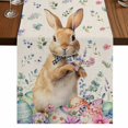 thumbnail image 1 of Table Runners 72 Inches Long Dress Scarves, Bunny Easter Farmhouse Kitchen Table Runner, Coffee Tablerunners, Spring Floral Eggs Rabbits Rustic 14x72 Inch, 1 of 9