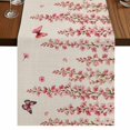 thumbnail image 1 of Table Runners 72 Inches Long Dress Scarves, Butterfly Flower Farmhouse Kitchen Table Runner, Coffee Tablerunners, Farmhouse Country Pink Floral on Linen 14x72 Inch, 1 of 9