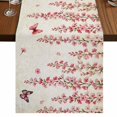 thumbnail image 1 of Table Runners 72 Inches Long Dress Scarves, Butterfly Flower Farmhouse Kitchen Table Runner, Coffee Tablerunners, Farmhouse Vintage Country Pink Floral 14x72 Inch, 1 of 9