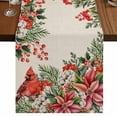 thumbnail image 1 of Table Runners 72 Inches Long Dress Scarves, Cardinal Bird Farmhouse Kitchen Table Runner, Coffee Tablerunners, Pine Cones Poinsettia Berry Floral Beige 16x72 Inch, 1 of 9