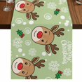 thumbnail image 1 of Table Runners 72 Inches Long Dress Scarves, Christmas Green Farmhouse Kitchen/Dining Table Runner, Coffee Tablerunners, Xmas Cute Elk Winter Leaves Cartoon Snowflake 16x72 Inch, 1 of 9