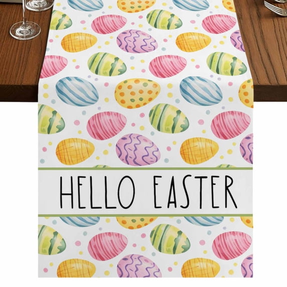 Table Runners 72 Inches Long Dress Scarves, Colorful Eggs Easter Farmhouse Kitchen Table Runner, Coffee Tablerunners, Farmhouse Modern Art 14x72 Inch