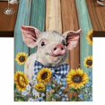 thumbnail image 1 of Table Runners 72 Inches Long Dress Scarves, Cute Pig Farmhouse Kitchen/Dining Table Runner, Coffee Tablerunners, Yellow Sunflowers Teal Brown Wooden Vintage Art 14x72 Inch, 1 of 9