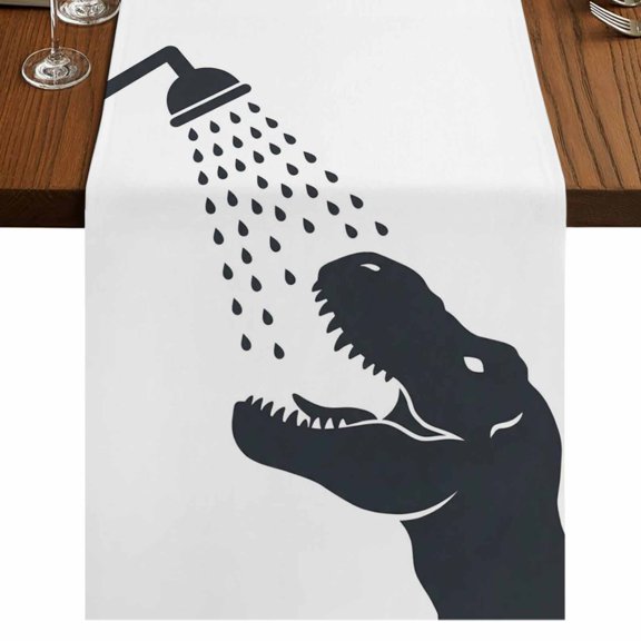 Table Runners 72 Inches Long Dress Scarves, Dinosaurs Showering Farmhouse Kitchen/Dining Table Runner, Coffee Tablerunners, Modern Abstract Art Funny Animals 16x72 Inch