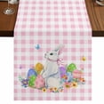thumbnail image 1 of Table Runners 72 Inches Long Dress Scarves, Easter Farmhouse Kitchen Table Runner, Coffee Tablerunners, Spring Watercolor Bunny Eggs Butterflies Pink Plaid 14x72 Inch, 1 of 9