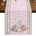 thumbnail image 1 of Table Runners 72 Inches Long Dress Scarves, Easter Farmhouse Kitchen Table Runner, Coffee Tablerunners, Spring Watercolor Easter Eggs Bunny Pink Green Plaid 14x72 Inch, 1 of 9