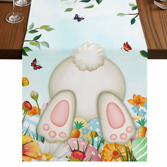Table Runners 72 Inches Long Dress Scarves, Easter Farmhouse Kitchen Table Runner, Coffee Tablerunners, Spring Watercolor Eggs Country Tulip Flower Plant 14x72 Inch
