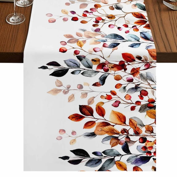 Table Runners 72 Inches Long Dress Scarves, Eucalyptus Leaves Farmhouse Kitchen/Dining Table Runner, Coffee Tablerunners, Farmhouse Summer Botanical Weeping 13x72 Inch