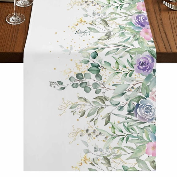 Table Runners 72 Inches Long Dress Scarves, Eucalyptus Leaves Farmhouse Kitchen Table Runner, Coffee Tablerunners, Sage Green Weeping Summer Botanical 14x72 Inch