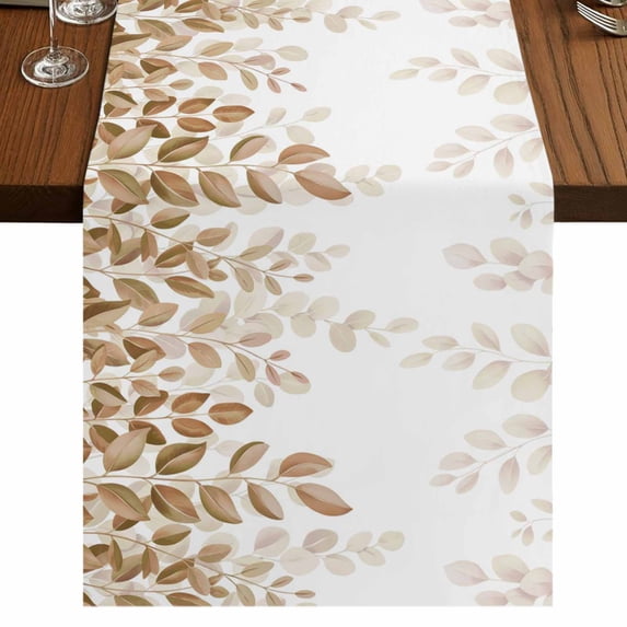 Table Runners 72 Inches Long Dress Scarves, Eucalyptus Leaves Farmhouse Kitchen Table Runner, Coffee Tablerunners, Spring Plants Country Yellow 16x72 Inch