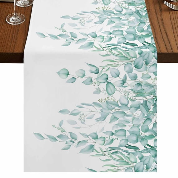 Table Runners 72 Inches Long Dress Scarves, Eucalyptus Leaves Farmhouse Kitchen Table Runner, Coffee Tablerunners, Turquoise Summer Botanical Weeping 14x72 Inch