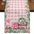 thumbnail image 1 of Table Runners 72 Inches Long Dress Scarves, Eucalyptus Trucks Farmhouse Kitchen/Dining Table Runner, Coffee Tablerunners, Spring Farmhouse Floral Leaves Pink Plaid 18x72 Inch, 1 of 9