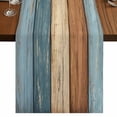 thumbnail image 1 of Table Runners 72 Inches Long Dress Scarves, Farmhouse Blue Brown Farmhouse Kitchen Table Runner, Coffee Tablerunners, Vintage Wooden Striped 14x72 Inch, 1 of 9