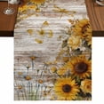 thumbnail image 1 of Table Runners 72 Inches Long Dress Scarves, Farmhouse Sunflower Farmhouse Kitchen/Dining Table Runner, Coffee Tablerunners, Vintage Daisy Butterflies Rustic Wood 18x72 Inch, 1 of 9