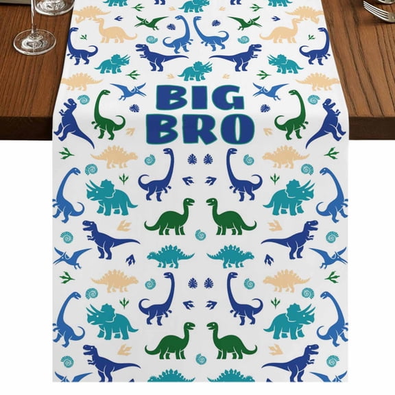 Table Runners 72 Inches Long Dress Scarves, Funny Dinosaur Farmhouse Kitchen/Dining Table Runner, Coffee Tablerunners, Cute Dino Blue Cartoon Boys Girls Children 16x72 Inch