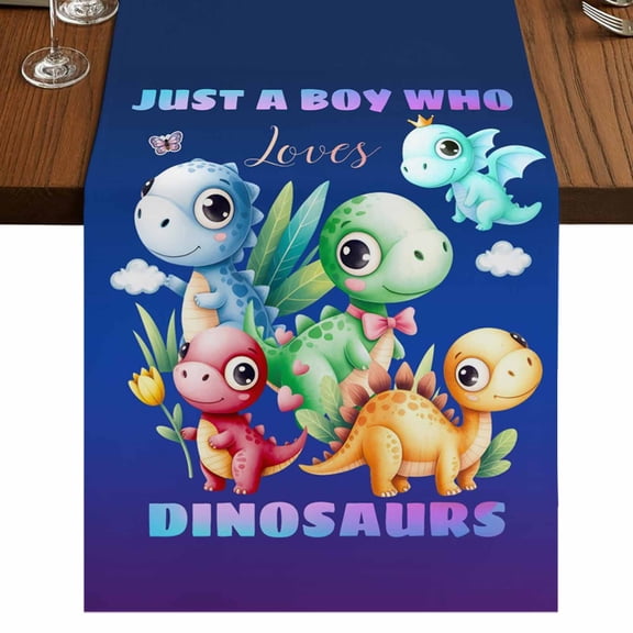 Table Runners 72 Inches Long Dress Scarves, Funny Dinosaur Farmhouse Kitchen/Dining Table Runner, Coffee Tablerunners, Cute Dino Purple Cartoon Boys Girls Children 16x72 Inch