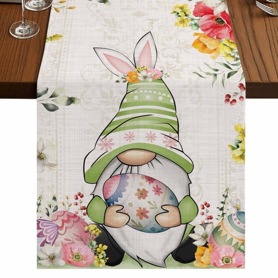 Table Runners 72 Inches Long Dress Scarves, Gnomes Easter Farmhouse Kitchen Table Runner, Coffee Tablerunners, Eucalyptus Spring Floral Eggs Rustic Vintage 16x72 Inch