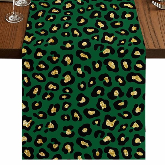 Table Runners 72 Inches Long Dress Scarves, Green Black Farmhouse Kitchen Table Runner, Coffee Tablerunners, Elegant Modern Abstract Art Luxury 14x72 Inch