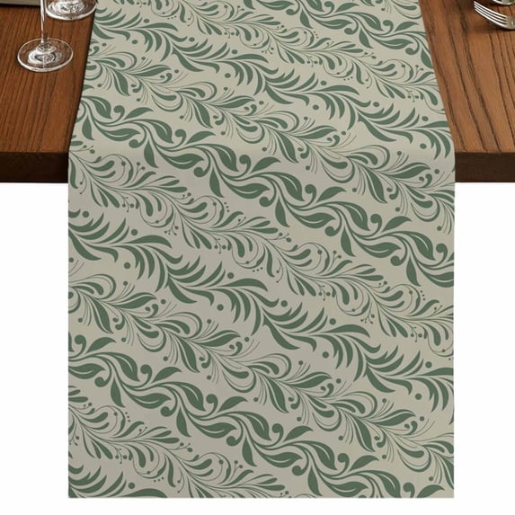 Table Runners 72 Inches Long Dress Scarves, Green Floral Farmhouse Kitchen/Dining Table Runner, Coffee Tablerunners, Spring Flowers Pattern Botanical Vintage 13x72 Inch