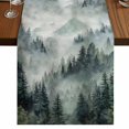 thumbnail image 1 of Table Runners 72 Inches Long Dress Scarves, Green Mountain Farmhouse Kitchen/Dining Table Runner, Coffee Tablerunners, Misty Forest Nature Woodland Pine Tree Landscape 14x72 Inch, 1 of 9